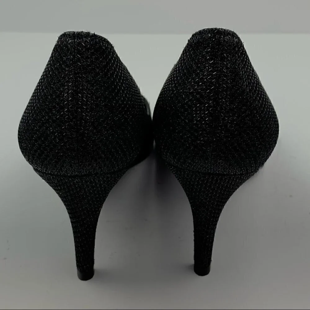 Stuart Weitzman heels size 6 black silver gem